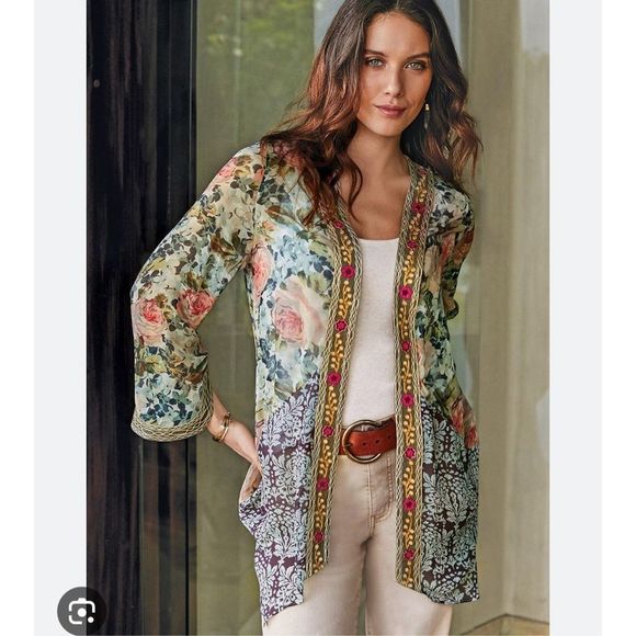 Soft Surroundings Tops - Soft Surroundings Top Women’s Giverny Topper Soft Floral Sz XL